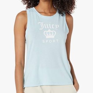 (A55) Juicy Couture Sport Sleeveless logo tank, Crystal‎ blue, Size XL, NWT